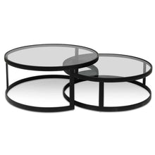 Load image into Gallery viewer, Nested Grey Glass Coffee Table with Black Base