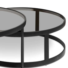 Load image into Gallery viewer, Nested Grey Glass Coffee Table with Black Base