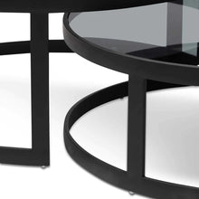 Load image into Gallery viewer, Nested Grey Glass Coffee Table with Black Base