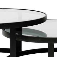 Load image into Gallery viewer, Nested Grey Glass Coffee Table with Black Base