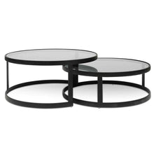 Load image into Gallery viewer, Nested Grey Glass Coffee Table with Black Base
