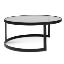Load image into Gallery viewer, Nested Grey Glass Coffee Table with Black Base