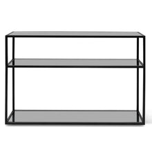 Load image into Gallery viewer, Grey Glass Console Table with Black Base
