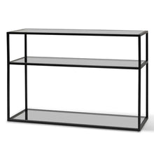 Load image into Gallery viewer, Grey Glass Console Table with Black Base