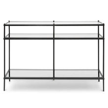 Load image into Gallery viewer, Grey Glass Console Table with Black Base