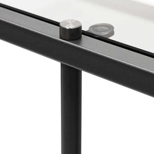 Load image into Gallery viewer, Grey Glass Console Table with Black Base