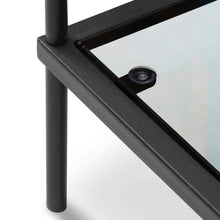Load image into Gallery viewer, Grey Glass Console Table with Black Base