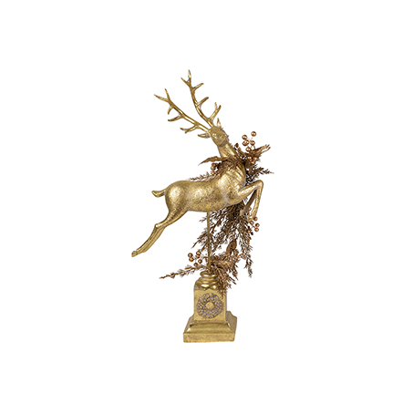 Gold Leaping Deer Sculpture II