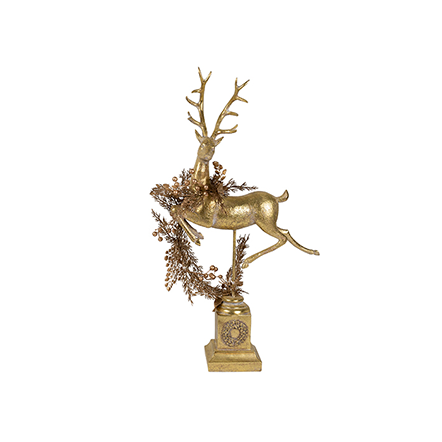 Gold Leaping Deer Sculpture I
