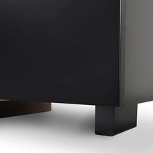 Load image into Gallery viewer, Walnut & Matt Black Extendable Entertainment Unit