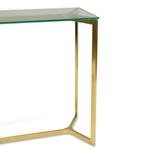 Load image into Gallery viewer, Glass Console Table with Gold Base