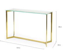 Load image into Gallery viewer, Glass Console Table with Gold Base