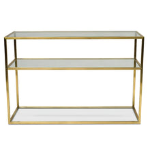 Load image into Gallery viewer, Glass Console Table with Gold Base