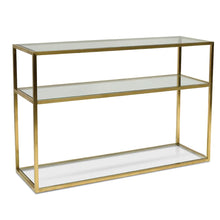 Load image into Gallery viewer, Glass Console Table with Gold Base