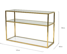 Load image into Gallery viewer, Glass Console Table with Gold Base