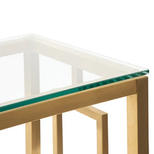 Load image into Gallery viewer, Glass Console Table with Brushed Gold Base