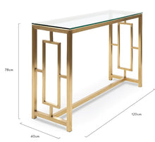 Load image into Gallery viewer, Glass Console Table with Brushed Gold Base