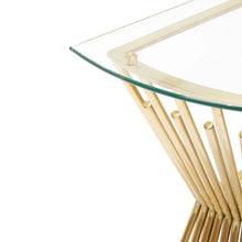 Load image into Gallery viewer, Glass Console Table with Brushed Gold Base