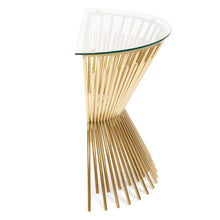 Load image into Gallery viewer, Glass Console Table with Brushed Gold Base