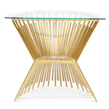 Load image into Gallery viewer, Glass Console Table with Brushed Gold Base