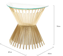 Load image into Gallery viewer, Glass Console Table with Brushed Gold Base