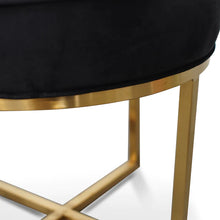 Load image into Gallery viewer, Black Velvet Ottoman with Brushed Gold Base