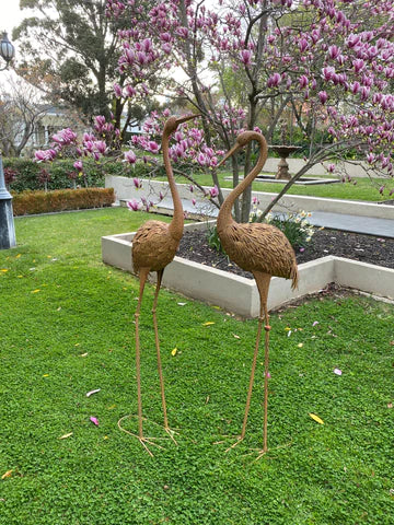 Set of 2 Large Crane Outdoor Sculptures