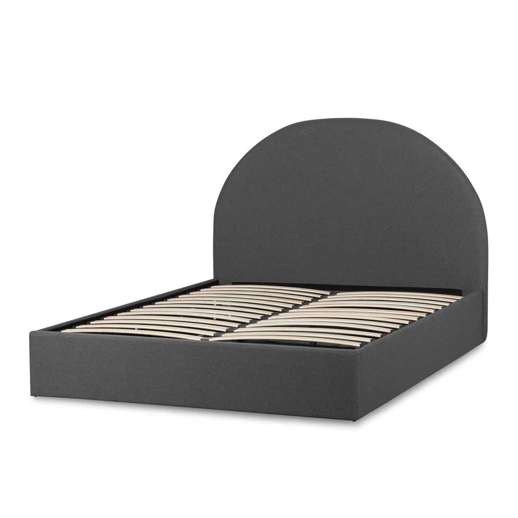 Fossil Grey Fabric King Bed with Storage