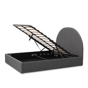 Fossil Grey Fabric King Bed with Storage