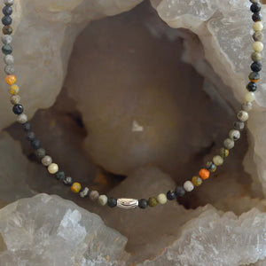 Silver - Bumblebee Jasper Necklace 40cm