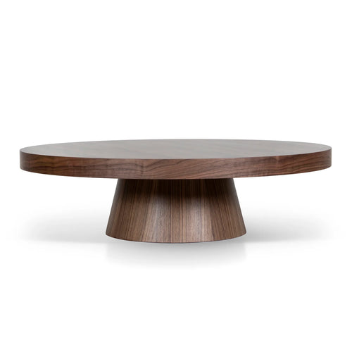 1.1m round walnut coffee table