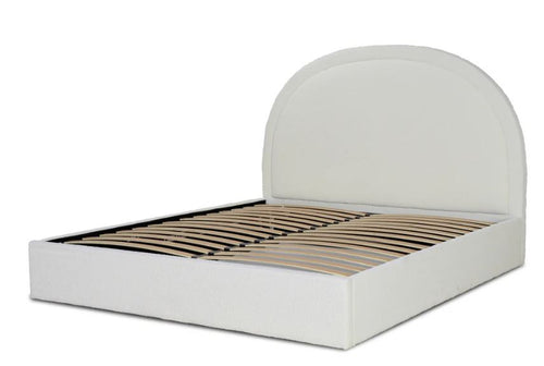 Antique White Boucle Bed Frame with Storage