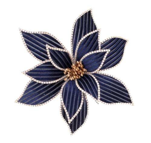 Poinsettia Clip Stripe Midnight Blue