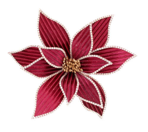 Poinsettia Clip Stripe Burgundy