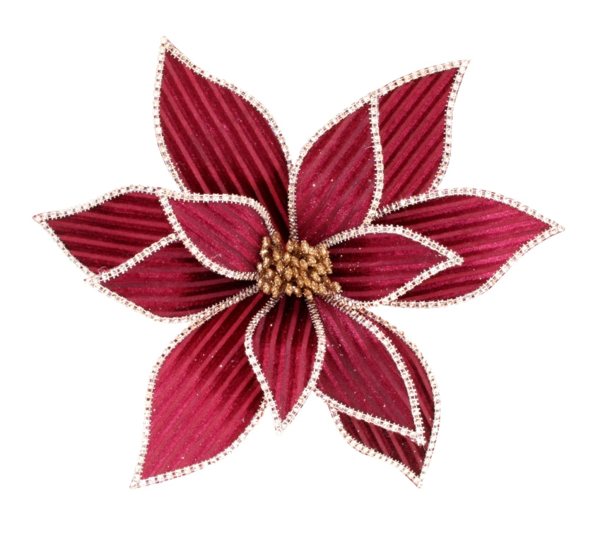 Poinsettia Clip Stripe Burgundy