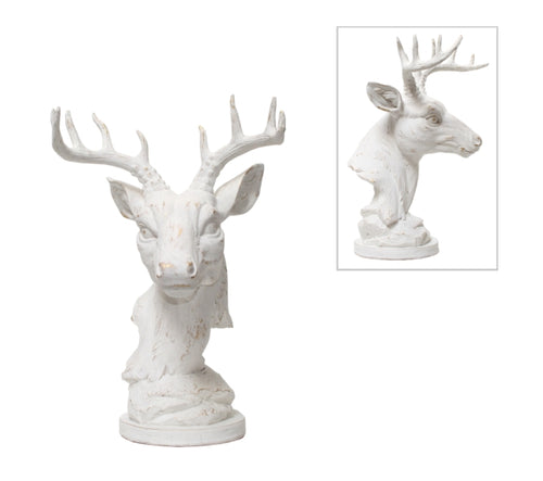 Reindeer Statue Head White