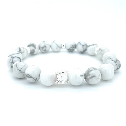 Howlite & Sterling Silver Beaded Bracelet