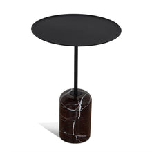 Load image into Gallery viewer, Matte Black Side Table with Marble