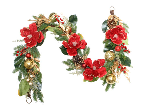 180cm Garland Magnolia Crimson
