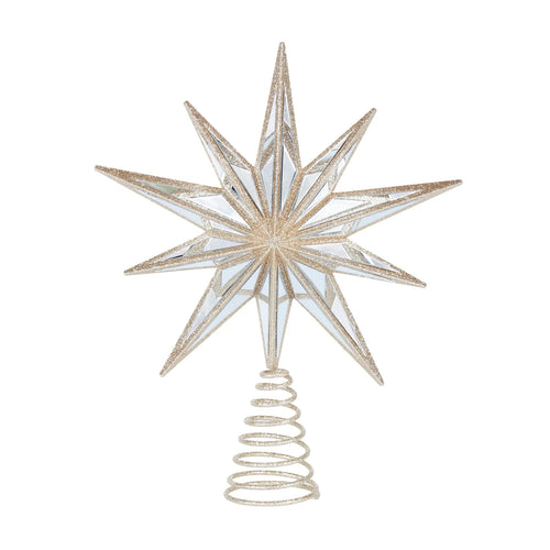Champagne 9 Point Mirrored Tree Topper Star