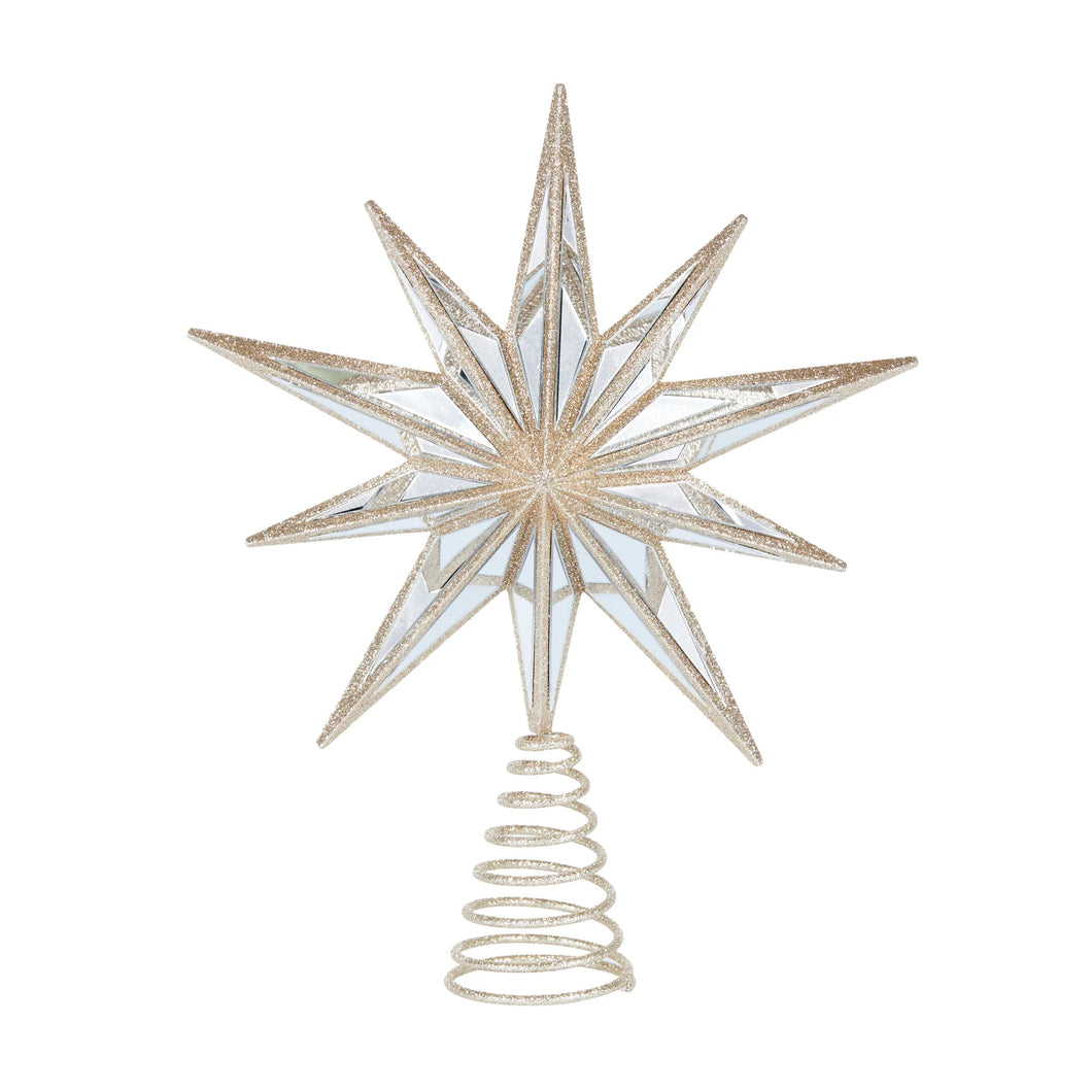 Champagne 9 Point Mirrored Tree Topper Star