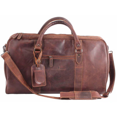Leather Overnight Travel Bag - Sandal