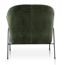 Load image into Gallery viewer, Dark Green Velvet Armchair with Black Legs
