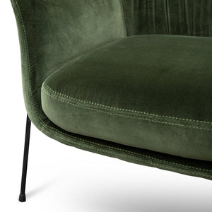 Dark Green Velvet Armchair with Black Legs