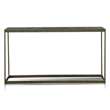 Load image into Gallery viewer, Dark Natural Console Table with Golden Frame