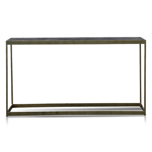 Dark Natural Console Table with Golden Frame