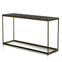 Load image into Gallery viewer, Dark Natural Console Table with Golden Frame