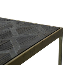 Load image into Gallery viewer, Dark Natural Console Table with Golden Frame