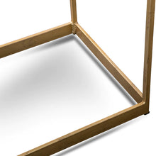 Load image into Gallery viewer, Dark Natural Console Table with Golden Frame