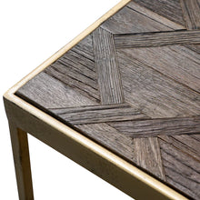 Load image into Gallery viewer, Dark Natural Console Table with Golden Frame